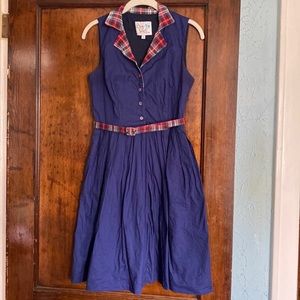 Bea & Dot from ModCloth Beacon of Charms Blue Red Plaid Dress